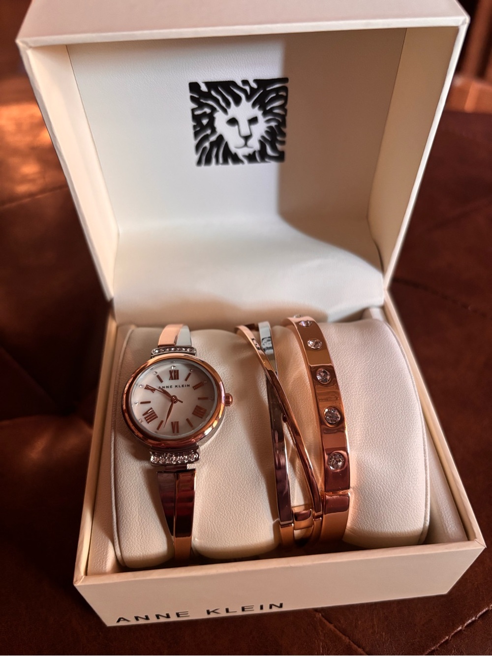 Anne Klein Rose Gold Tone Women's Watch & Bracelet Set - Rose